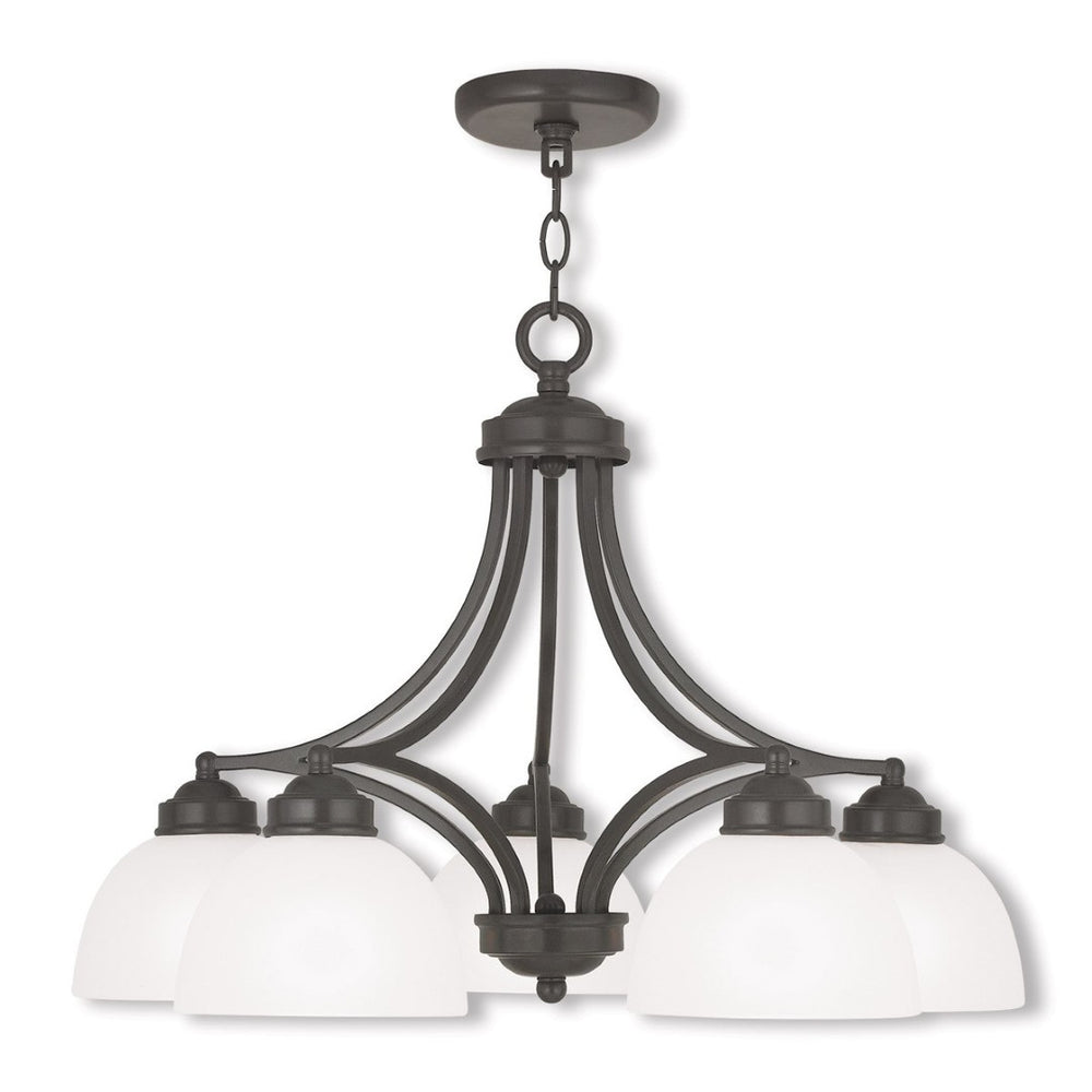 HomeRoots Five Light Dimmable Chandelier - Modern Cylinder Shades for Elegant Ambient Lighting in Any Room 687334