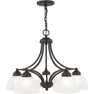 HomeRoots Five Light Dimmable Chandelier - Modern Cylinder Shades for Elegant Ambient Lighting in Any Room 687334