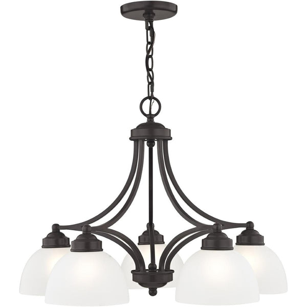 HomeRoots Five Light Dimmable Chandelier - Modern Cylinder Shades for Elegant Ambient Lighting in Any Room 687334