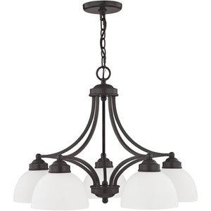 HomeRoots Five Light Dimmable Chandelier - Modern Cylinder Shades for Elegant Ambient Lighting in Any Room 687334