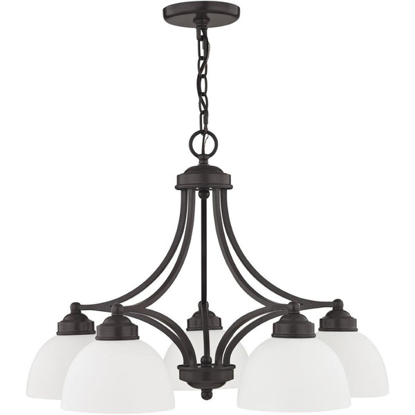HomeRoots Five Light Dimmable Chandelier - Modern Cylinder Shades for Elegant Ambient Lighting in Any Room 687334