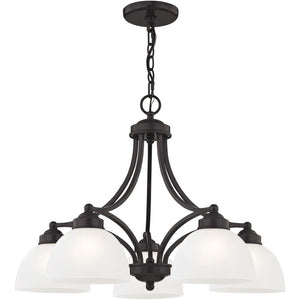 HomeRoots Five Light Dimmable Chandelier - Modern Cylinder Shades for Elegant Ambient Lighting in Any Room 687334
