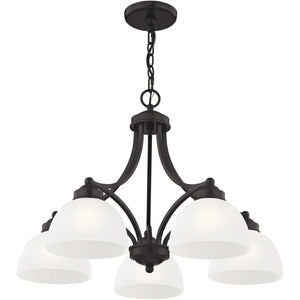 HomeRoots Five Light Dimmable Chandelier - Modern Cylinder Shades for Elegant Ambient Lighting in Any Room 687334