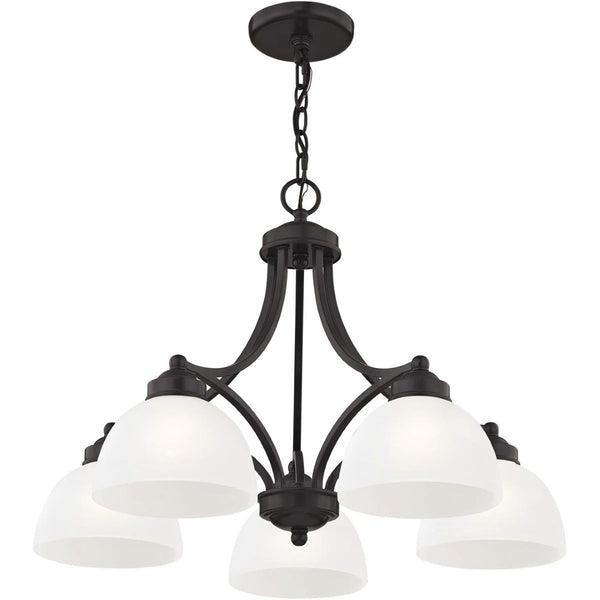 HomeRoots Five Light Dimmable Chandelier - Modern Cylinder Shades for Elegant Ambient Lighting in Any Room 687334