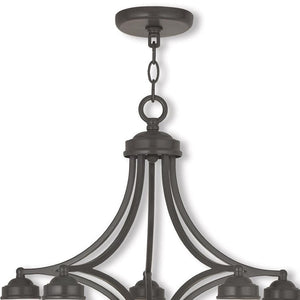 HomeRoots Five Light Dimmable Chandelier - Modern Cylinder Shades for Elegant Ambient Lighting in Any Room 687334