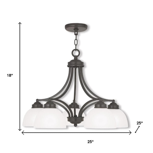 HomeRoots Five Light Dimmable Chandelier - Modern Cylinder Shades for Elegant Ambient Lighting in Any Room 687334