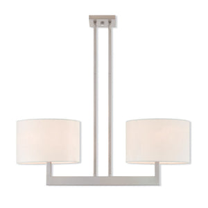 HomeRoots Two Light Dimmable Chandelier – Modern Cylinder Shades, Durable Steel, Adjustable Brightness, Stylish Focal Point 687336
