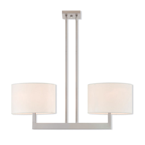 HomeRoots Two Light Dimmable Chandelier – Modern Cylinder Shades, Durable Steel, Adjustable Brightness, Stylish Focal Point 687336