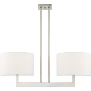 HomeRoots Two Light Dimmable Chandelier – Modern Cylinder Shades, Durable Steel, Adjustable Brightness, Stylish Focal Point 687336
