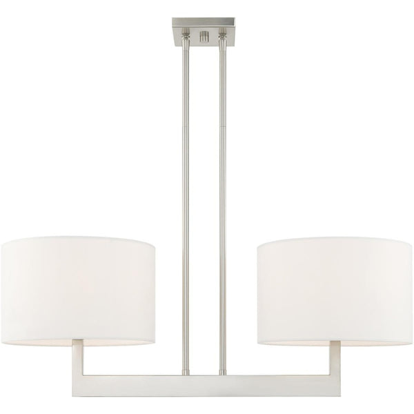 HomeRoots Two Light Dimmable Chandelier – Modern Cylinder Shades, Durable Steel, Adjustable Brightness, Stylish Focal Point 687336
