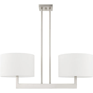 HomeRoots Two Light Dimmable Chandelier – Modern Cylinder Shades, Durable Steel, Adjustable Brightness, Stylish Focal Point 687336