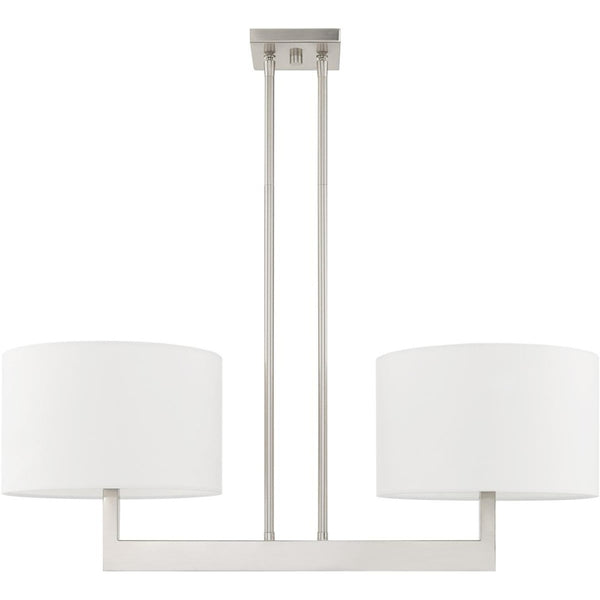 HomeRoots Two Light Dimmable Chandelier – Modern Cylinder Shades, Durable Steel, Adjustable Brightness, Stylish Focal Point 687336