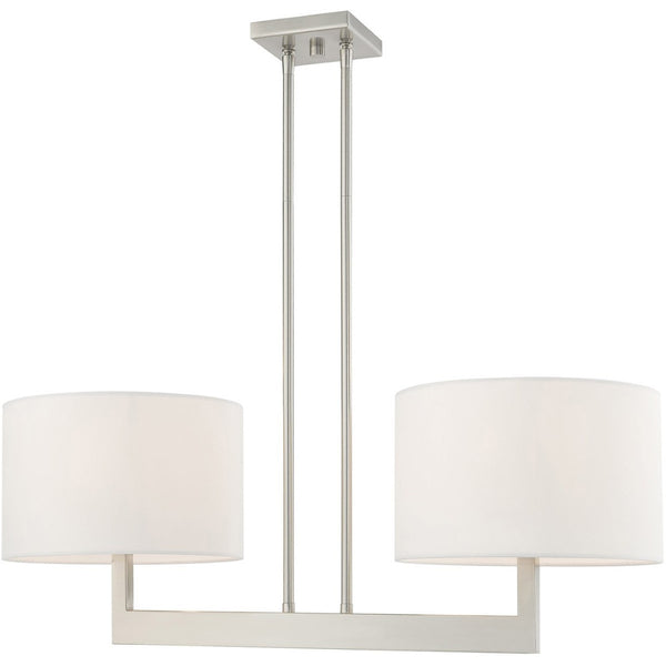 HomeRoots Two Light Dimmable Chandelier – Modern Cylinder Shades, Durable Steel, Adjustable Brightness, Stylish Focal Point 687336