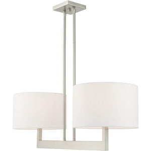 HomeRoots Two Light Dimmable Chandelier – Modern Cylinder Shades, Durable Steel, Adjustable Brightness, Stylish Focal Point 687336
