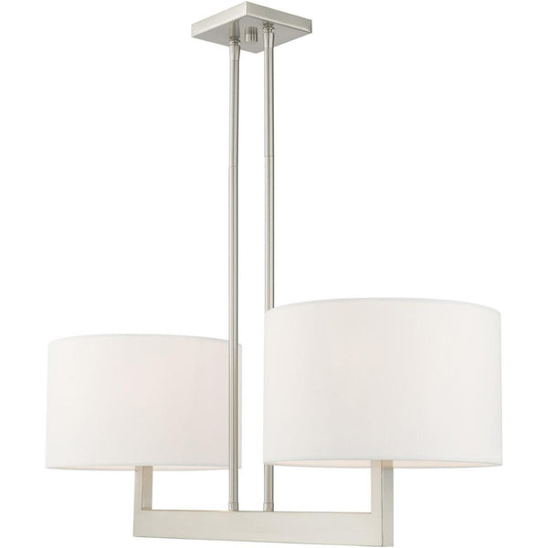 HomeRoots Two Light Dimmable Chandelier – Modern Cylinder Shades, Durable Steel, Adjustable Brightness, Stylish Focal Point 687336
