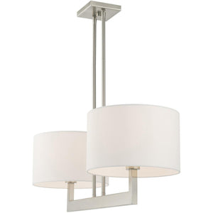 HomeRoots Two Light Dimmable Chandelier – Modern Cylinder Shades, Durable Steel, Adjustable Brightness, Stylish Focal Point 687336