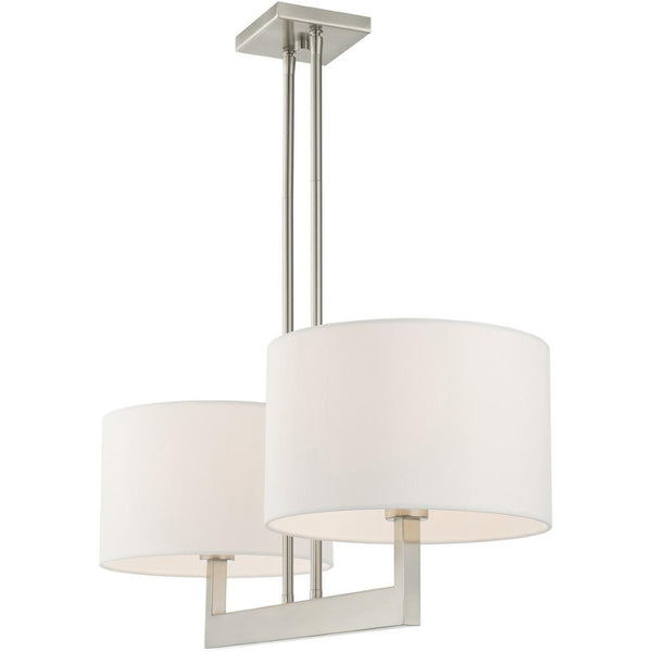 HomeRoots Two Light Dimmable Chandelier – Modern Cylinder Shades, Durable Steel, Adjustable Brightness, Stylish Focal Point 687336