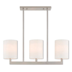 HomeRoots Three Light Dimmable Chandelier – Modern Steel Fixture with Cylindrical Shades for Stylish Illumination 687337