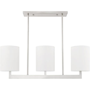 HomeRoots Three Light Dimmable Chandelier – Modern Steel Fixture with Cylindrical Shades for Stylish Illumination 687337