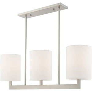 HomeRoots Three Light Dimmable Chandelier – Modern Steel Fixture with Cylindrical Shades for Stylish Illumination 687337