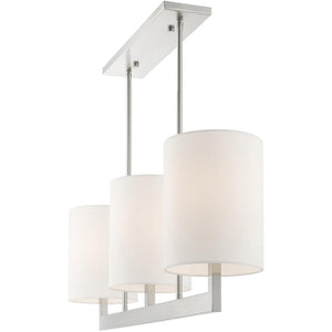 HomeRoots Three Light Dimmable Chandelier – Modern Steel Fixture with Cylindrical Shades for Stylish Illumination 687337