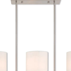 HomeRoots Three Light Dimmable Chandelier – Modern Steel Fixture with Cylindrical Shades for Stylish Illumination 687337