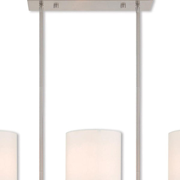 HomeRoots Three Light Dimmable Chandelier – Modern Steel Fixture with Cylindrical Shades for Stylish Illumination 687337