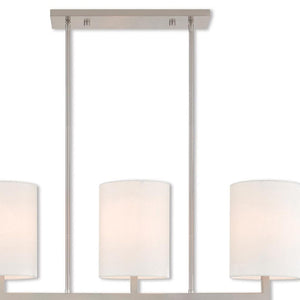 HomeRoots Three Light Dimmable Chandelier – Modern Steel Fixture with Cylindrical Shades for Stylish Illumination 687337