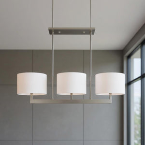 HomeRoots Three Light Dimmable Chandelier - Modern Steel Shades for Versatile Home Decor & Adjustable Ambiance 687338