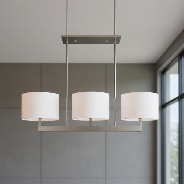 HomeRoots Three Light Dimmable Chandelier - Modern Steel Shades for Versatile Home Decor & Adjustable Ambiance 687338