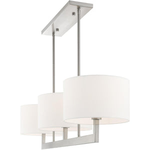 HomeRoots Three Light Dimmable Chandelier - Modern Steel Shades for Versatile Home Decor & Adjustable Ambiance 687338