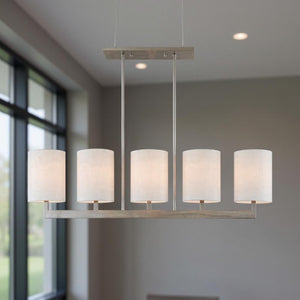 HomeRoots Five Light Dimmable Chandelier with Cylindrical Shades for Contemporary Home Ambiance & Style 687339