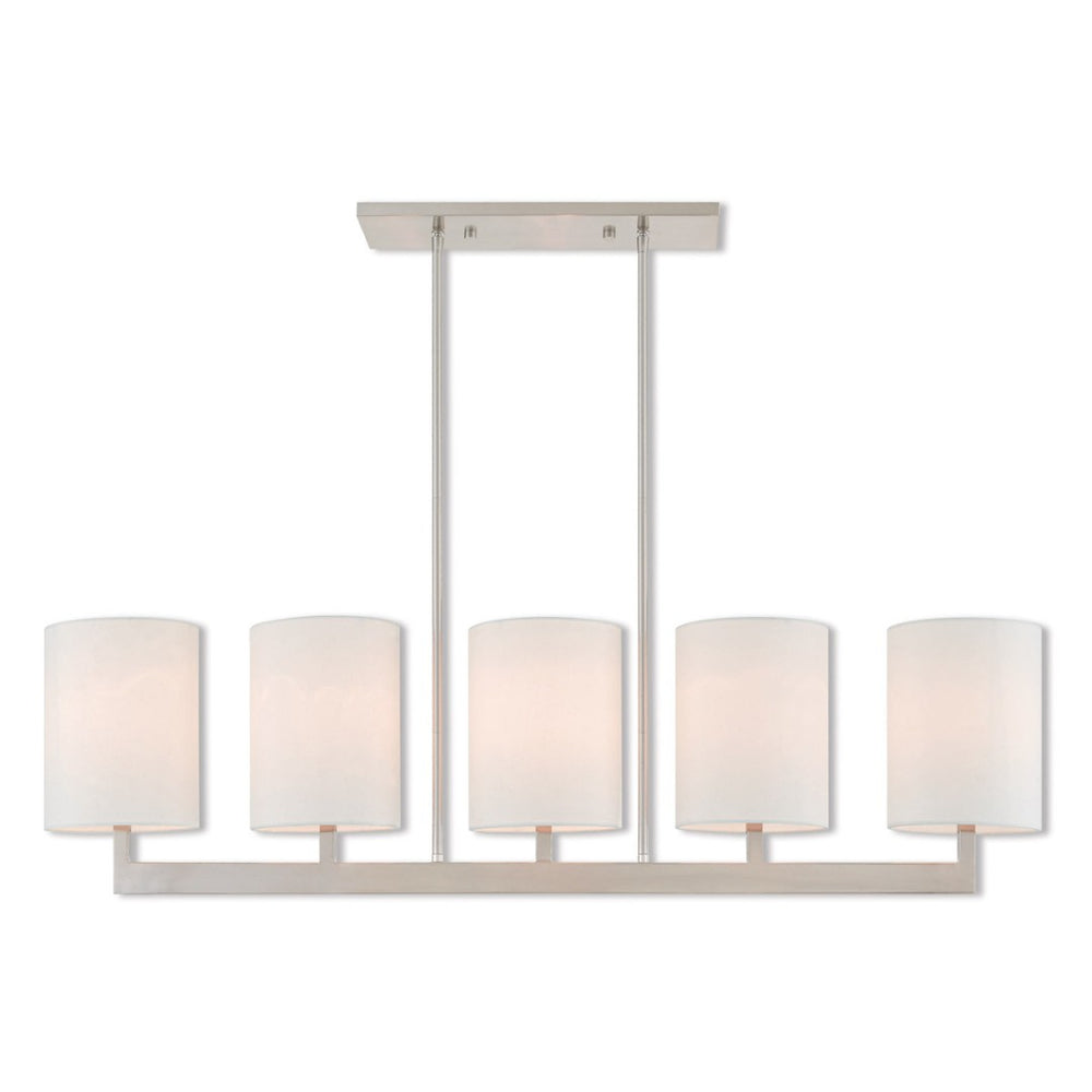 HomeRoots Five Light Dimmable Chandelier with Cylindrical Shades for Contemporary Home Ambiance & Style 687339