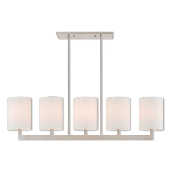 HomeRoots Five Light Dimmable Chandelier with Cylindrical Shades for Contemporary Home Ambiance & Style 687339
