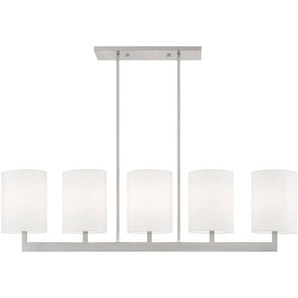 HomeRoots Five Light Dimmable Chandelier with Cylindrical Shades for Contemporary Home Ambiance & Style 687339