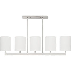 HomeRoots Five Light Dimmable Chandelier with Cylindrical Shades for Contemporary Home Ambiance & Style 687339
