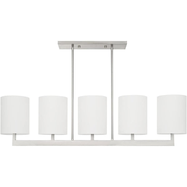 HomeRoots Five Light Dimmable Chandelier with Cylindrical Shades for Contemporary Home Ambiance & Style 687339