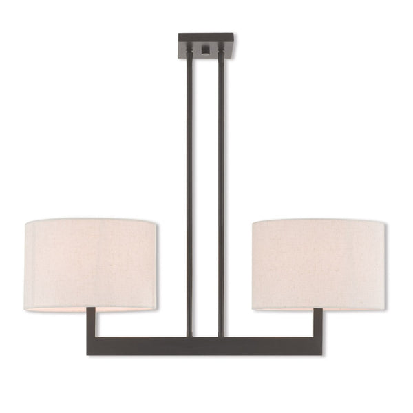HomeRoots Bronze Two-Light Dimmable Chandelier with Unique Cylinder Shades for Elegant Home Illumination 687341