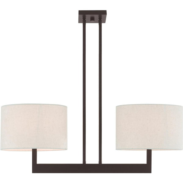 HomeRoots Bronze Two-Light Dimmable Chandelier with Unique Cylinder Shades for Elegant Home Illumination 687341