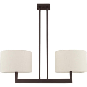 HomeRoots Bronze Two-Light Dimmable Chandelier with Unique Cylinder Shades for Elegant Home Illumination 687341