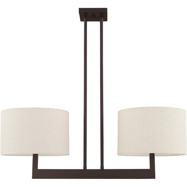 HomeRoots Bronze Two-Light Dimmable Chandelier with Unique Cylinder Shades for Elegant Home Illumination 687341