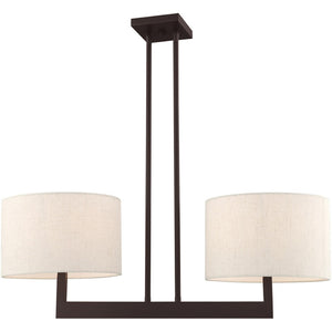 HomeRoots Bronze Two-Light Dimmable Chandelier with Unique Cylinder Shades for Elegant Home Illumination 687341