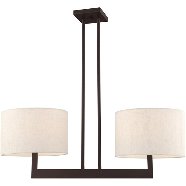 HomeRoots Bronze Two-Light Dimmable Chandelier with Unique Cylinder Shades for Elegant Home Illumination 687341
