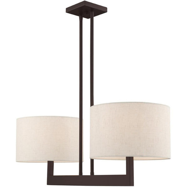 HomeRoots Bronze Two-Light Dimmable Chandelier with Unique Cylinder Shades for Elegant Home Illumination 687341