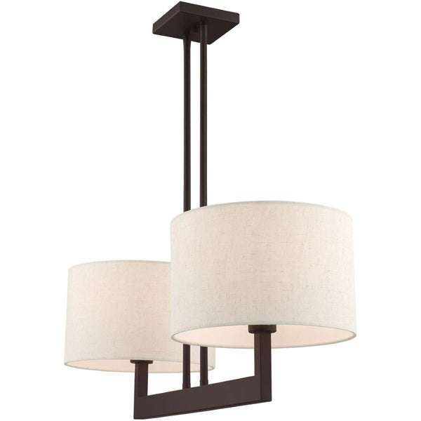 HomeRoots Bronze Two-Light Dimmable Chandelier with Unique Cylinder Shades for Elegant Home Illumination 687341