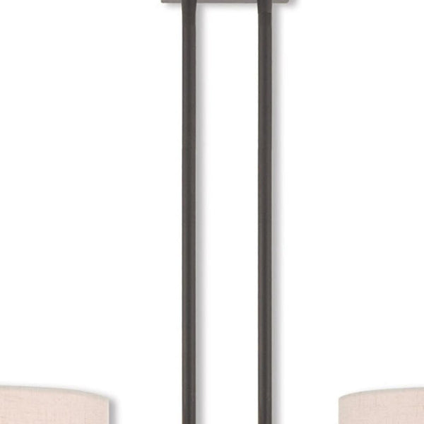 HomeRoots Bronze Two-Light Dimmable Chandelier with Unique Cylinder Shades for Elegant Home Illumination 687341