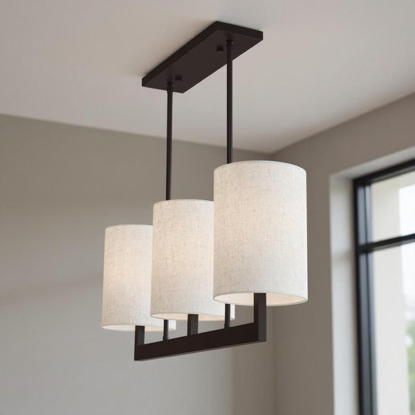 HomeRoots Bronze Three-Light Dimmable Chandelier with Adjustable Shades for Modern Elegance and Style 687342