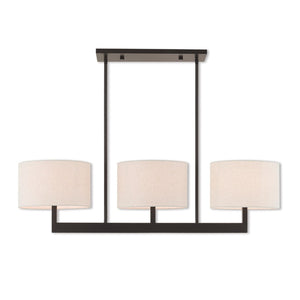 HomeRoots Bronze Three-Light Dimmable Chandelier with Cream Shades for Elegant Home Ambiance & Style 687343