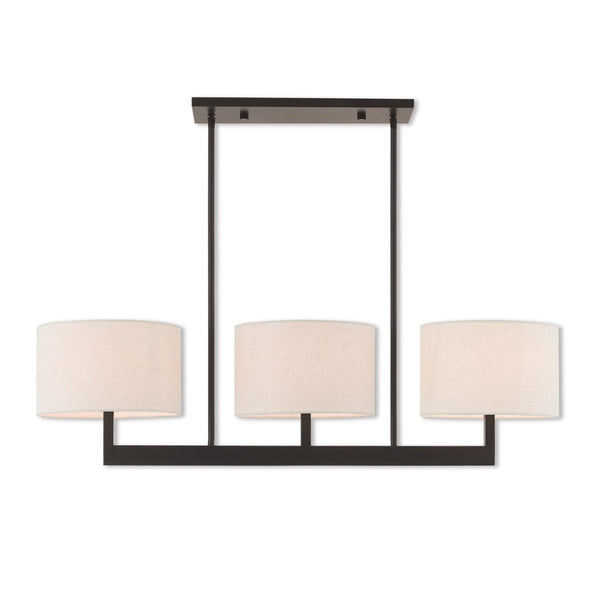 HomeRoots Bronze Three-Light Dimmable Chandelier with Cream Shades for Elegant Home Ambiance & Style 687343