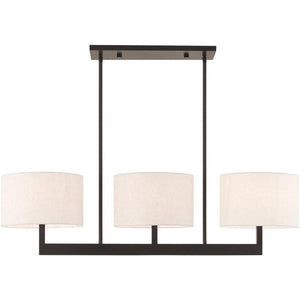 HomeRoots Bronze Three-Light Dimmable Chandelier with Cream Shades for Elegant Home Ambiance & Style 687343